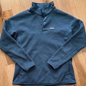 Patagonia Better Sweater navy quarter pullover snap collar kangaroo pocket L M